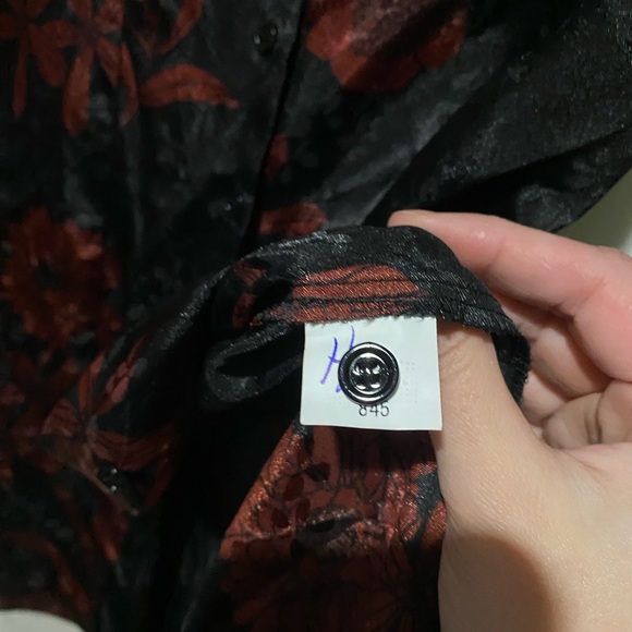 Zara Jacquard Satin Long Sleeve Black and Red Floral Mini Dress - Picture 6 of 8